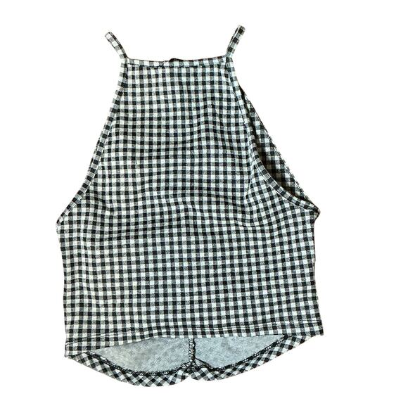 ZARA Gingham Checkered Ruched Halter Sexy Tank Top Black/White Women's Small NWT - Picture 6 of 7